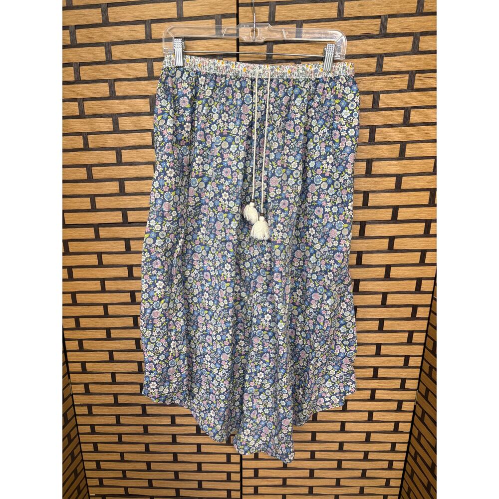 American Eagle Blue Midi Floral Skirt Size Large